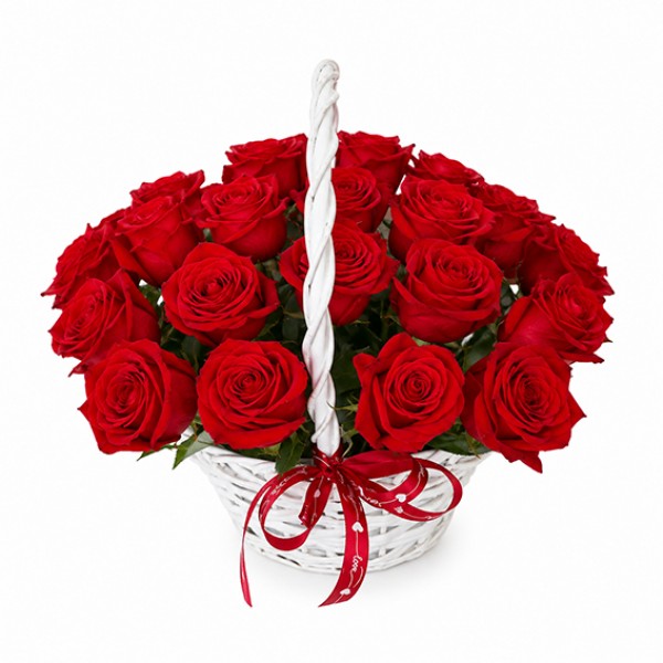 Basket with red roses