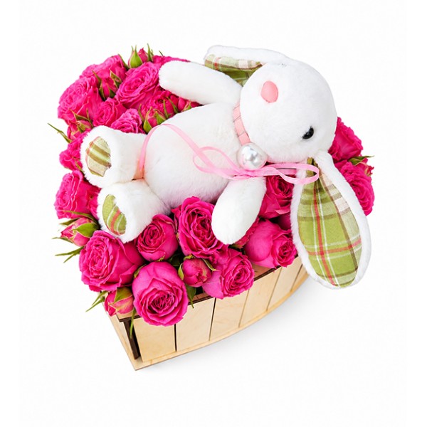 Heart of roses and a toy
