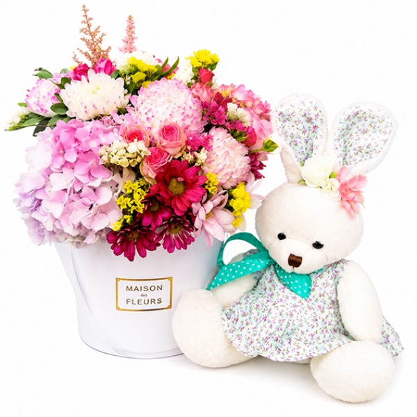 Bouquet and toy